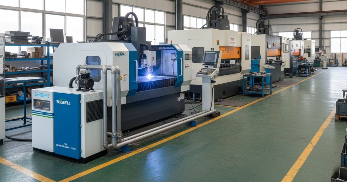 Tăng hiệu suất và độ chính xác khi cắt kim loại và phi kim loại khi dùng máy nén khí trục vít 2 may nen khi truc vit cua napacompressor giup tang hieu suat cho may cat lase 2